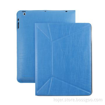 Creative Folding PU Leather Cases for New iPad, Full Access to All Functional Ports